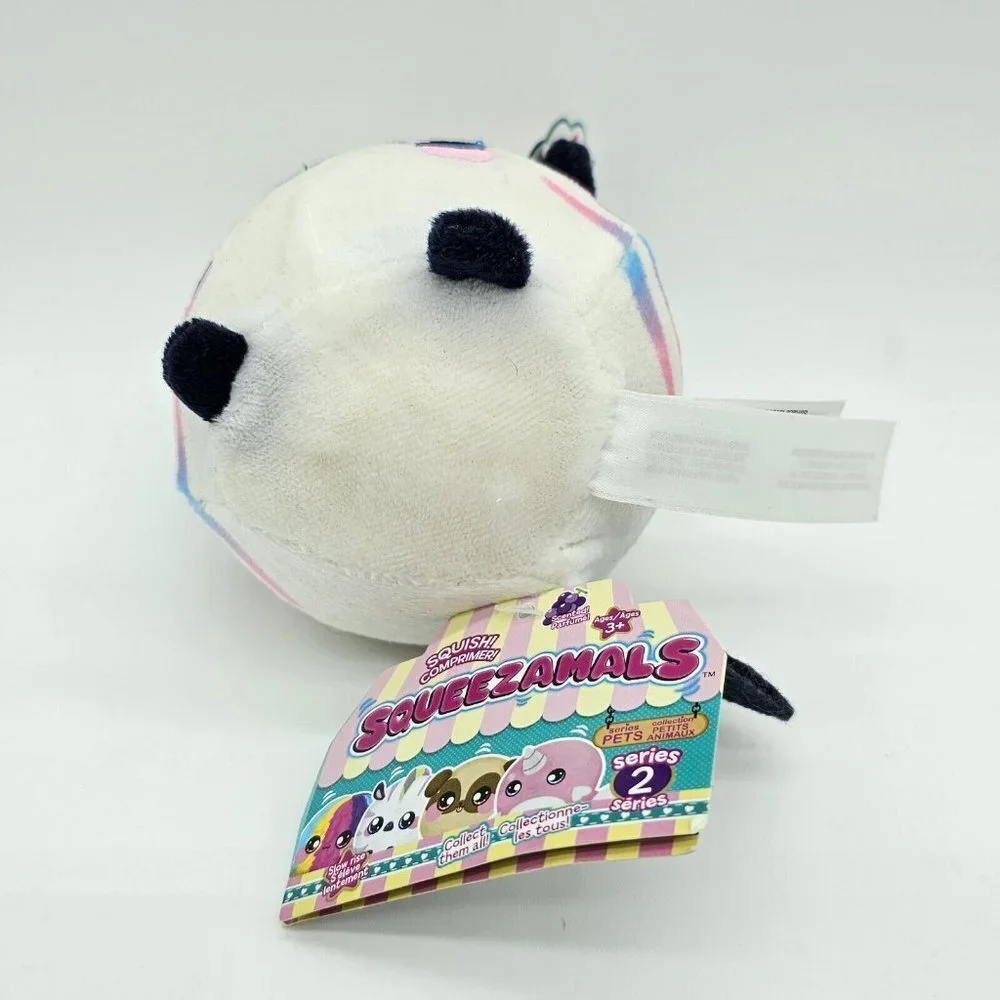 Squeezamals Series 2 Zachry Zebra Plush White Round Stuffed Animal Striped